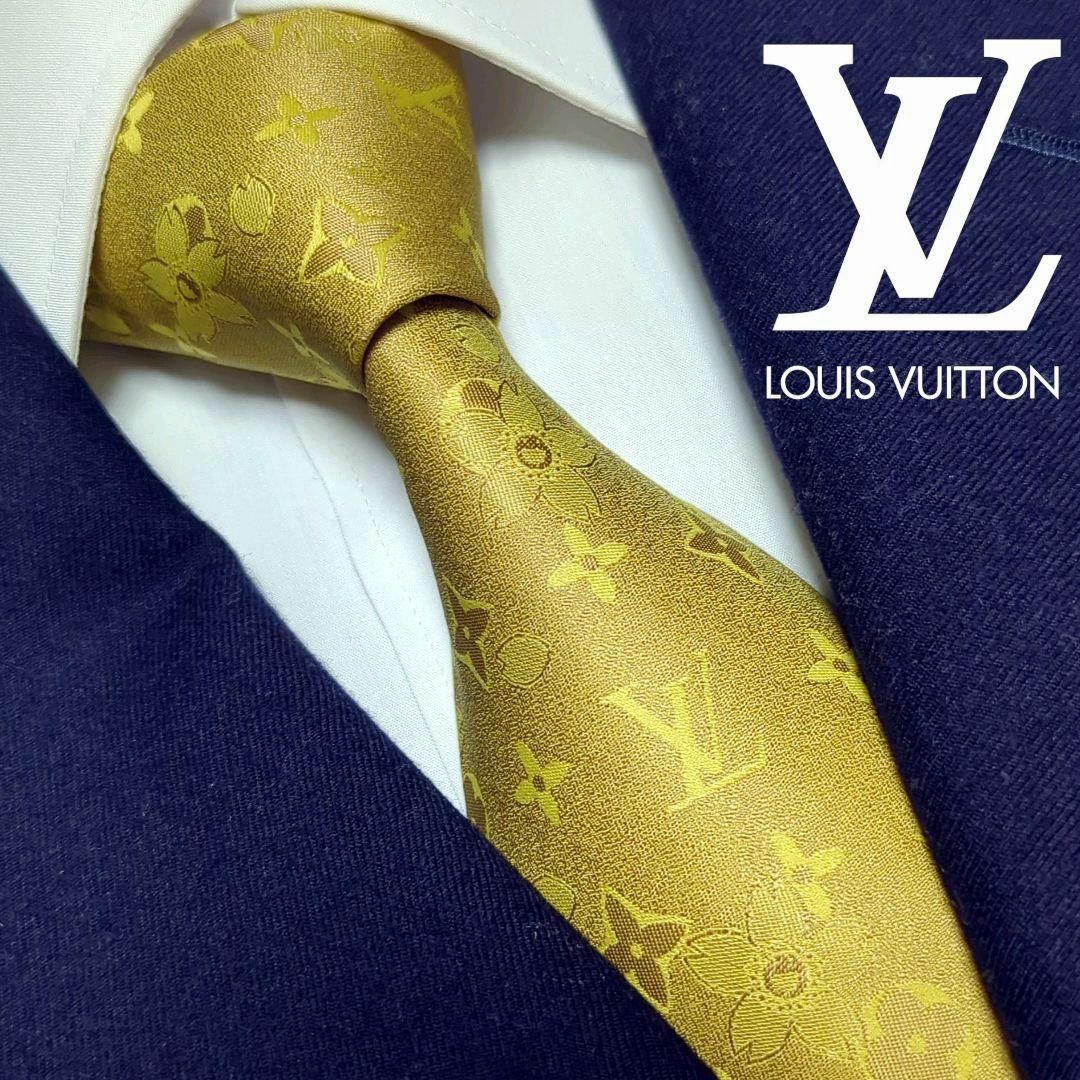 LOUIS VUITTON(ルイヴィトン)のルイヴィトン ネクタイ モノグラム ジャガード ハイブランド 高級 光沢感 黄 メンズのファッション小物(ネクタイ)の商品写真
