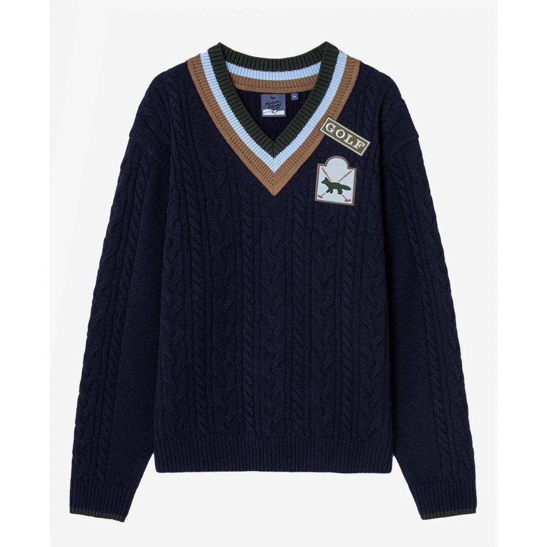 MAISON KITSUNE'(メゾンキツネ)のメゾン キツネ ケーブル Vネック プルオーバー セーター メンズのトップス(ニット/セーター)の商品写真