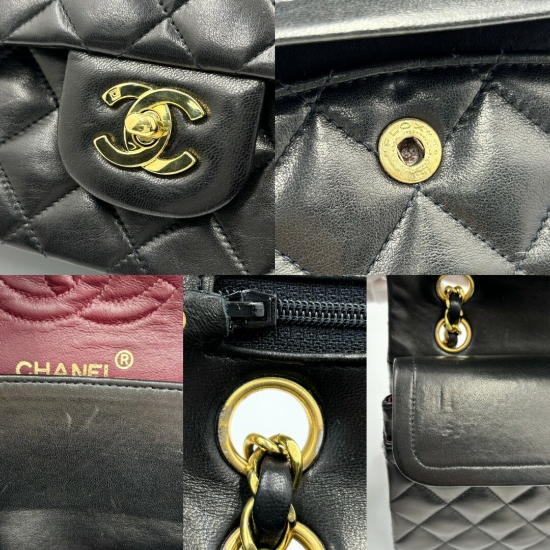 CHANEL(シャネル)のCHANEL シャネル ショルダーバッグ マトラッセ23 ダブルチェーン ダブルフラップ 肩掛け 斜め掛け ココマーク ココ ターンロック 鞄 かばん A01113 ラムスキン    ブラック 黒 ゴールド金具 レディース【中古品】 レディースのバッグ(ショルダーバッグ)の商品写真