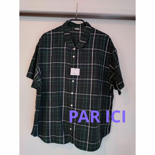PAR ICI - パーリッシィ✩リネン素材チェック柄半袖シャツ