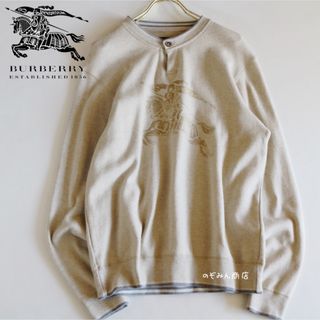 バーバリー(BURBERRY)の【BURBERRY】スウェット　厚手ロンT   ビッグロゴ　ベージュ　M★(スウェット)