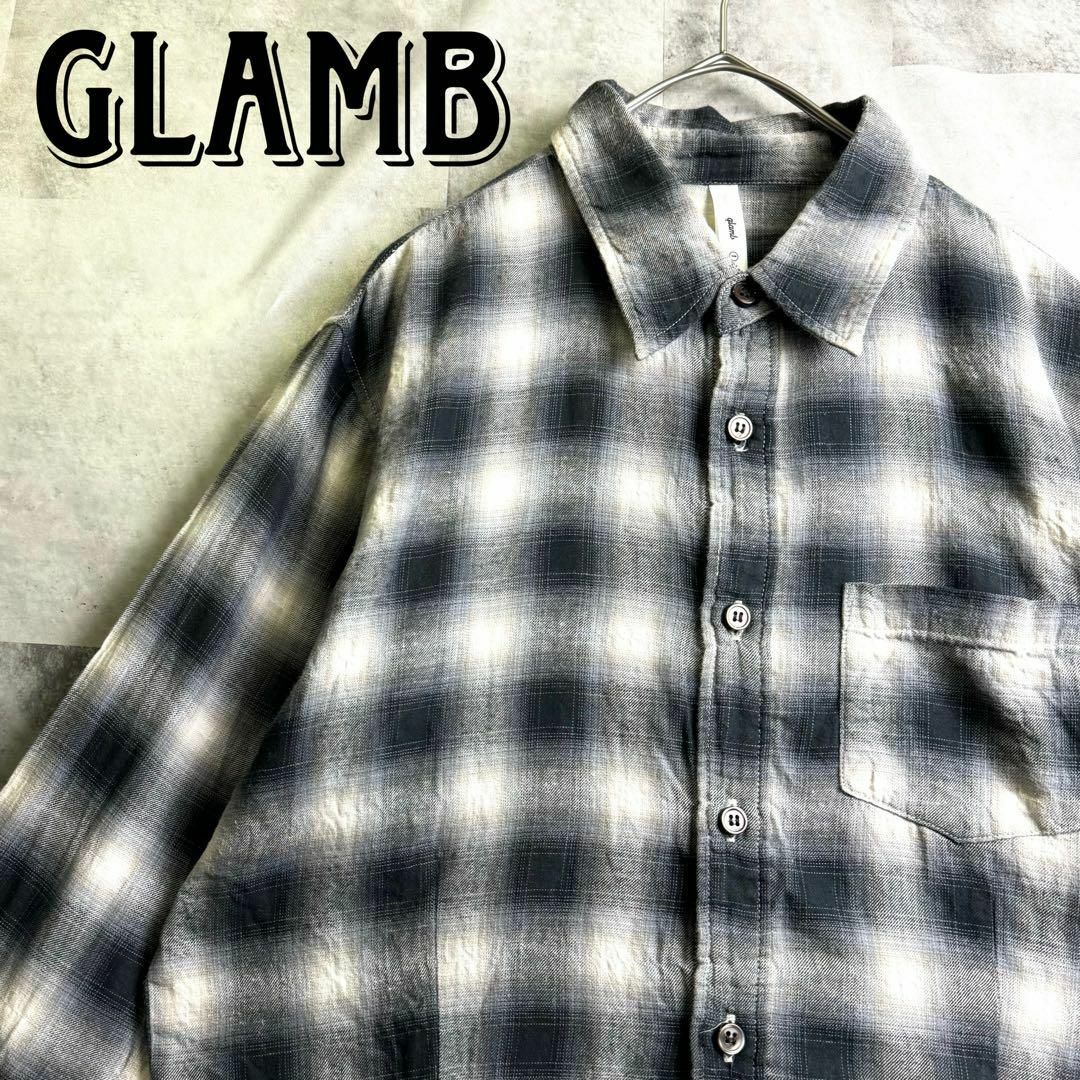 glamb(グラム)の美品 グラム オンブレチェック 長袖フランネルシャツ ブラック M相当 メンズのトップス(シャツ)の商品写真