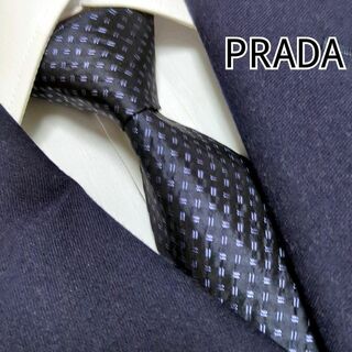 PRADA - プラダ ネクタイ 小紋柄 刺繍 ハイブランド 高級 ビジネス 【イタリア製】 紺
