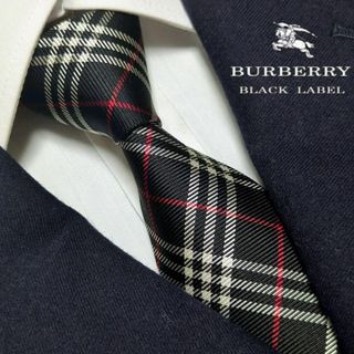 BURBERRY BLACK LABEL - バーバリーブラックレーベル ネクタイ ノバチェック ハイブランド 高級シルク 黒