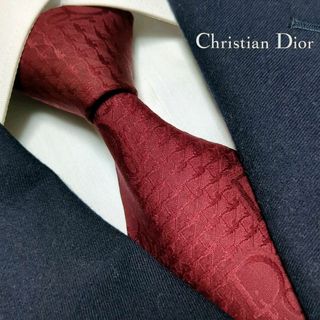 クリスチャンディオール(Christian Dior)のクリスチャンディオール ネクタイ トロッター 高級シルク 光沢感 ボルドーワイン(ネクタイ)