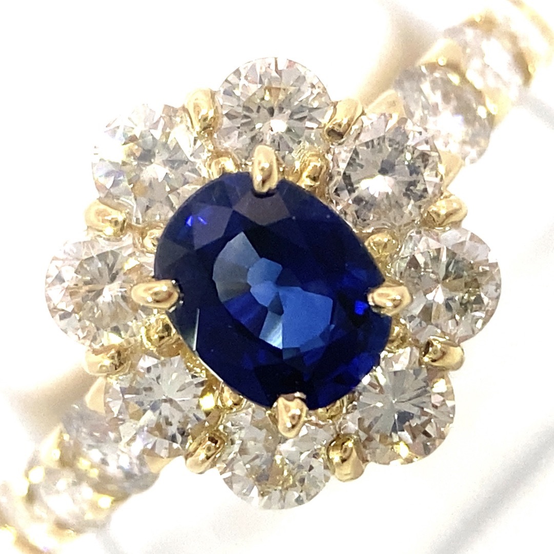 【JH5054】K18 天然サファイア ダイヤモンド リング レディースのアクセサリー(リング(指輪))の商品写真