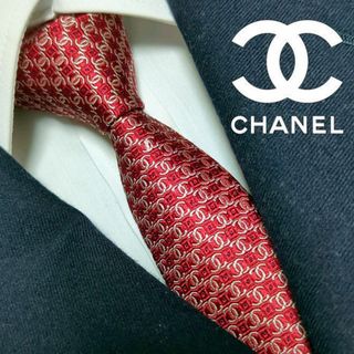 シャネル(CHANEL)の美品 シャネル ネクタイ ナロータイ ココマーク ジャガード 高級シルク 手編み(ネクタイ)