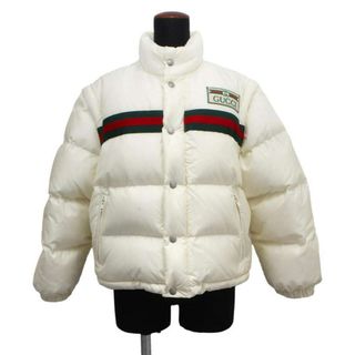 グッチ(Gucci)のグッチ ダウンジャケット ウェブ パデッド ボンバージャケット レディースサイズ36 2wayベスト 白(バンダナ/スカーフ)