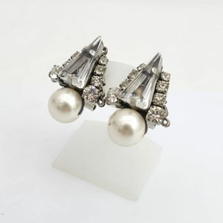 RADA - rada / ラダ ◆イヤリング/ストーン/フェイクパール/クリア×シルバーカラー 【イヤリング/ピアス/アクセサリー】 レディースファッション【中古】 [0220473878]