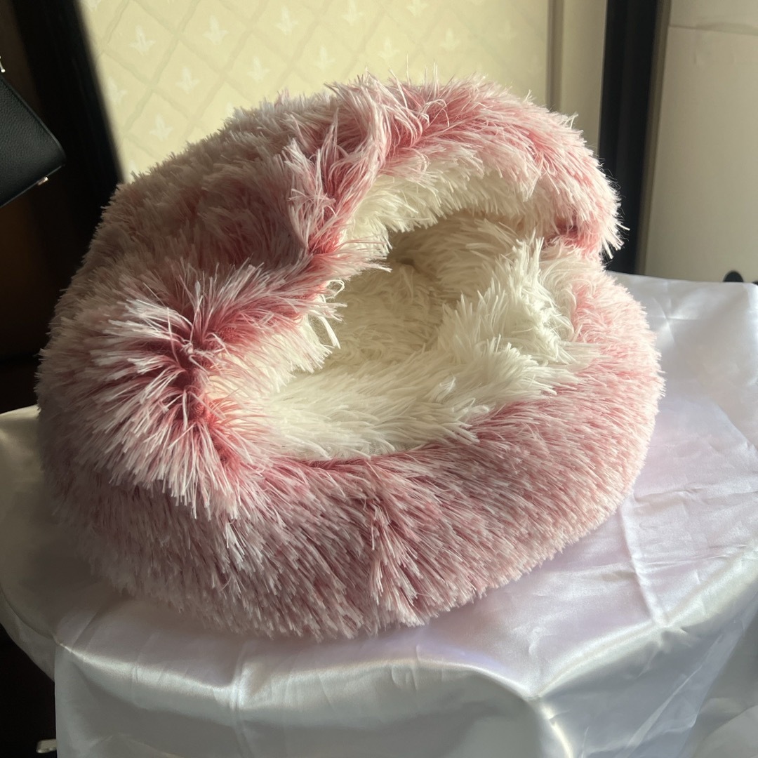 ピンク ネコベッド ドーム型 丸型 ふわふわ 40cm その他のペット用品(猫)の商品写真