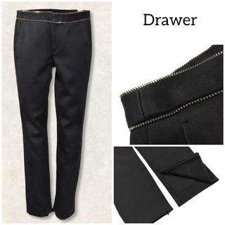 ドゥロワー(Drawer)のドゥロワー ✿ 裾ジップ パンツ 36 S 黒 ブラック ストレッチ 無地(カジュアルパンツ)