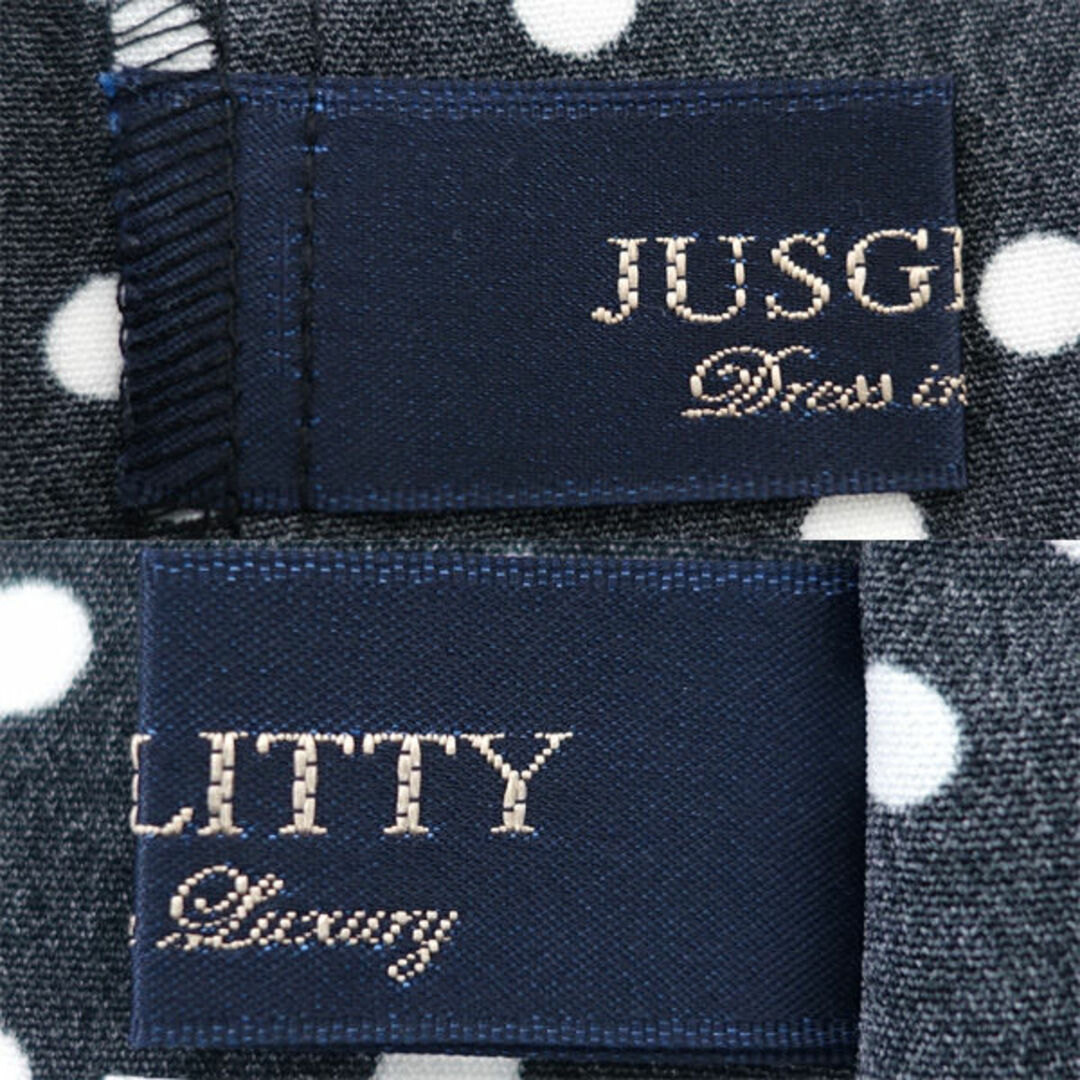 JUSGLITTY(ジャスグリッティー)のJUSGLITTY / ジャスグリッティー ◆リボンフレンチブラウス/ノースリーブ/ドット柄/ブラック/サイズ2 48216400 【レディース/ガールズ/LADY/女性/婦人】 【古着】 レディースファッション【中古】 [0220483398] レディースのトップス(タンクトップ)の商品写真