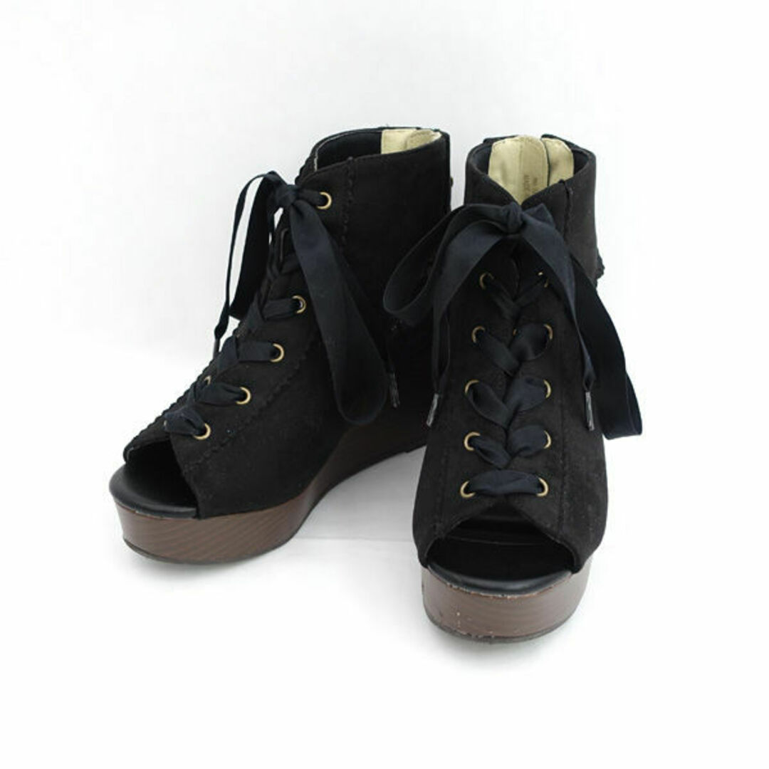 axes femme(アクシーズファム)のaxes femme / アクシーズファム ◆レースアップブーサン/花柄レース/ブラック/M(23-23.5) TL622X75 【レディース/ガールズ/LADY/女性/婦人】【靴/クツ/シューズ】レディースファッション【中古】 [0220483966] レディースの靴/シューズ(ブーツ)の商品写真