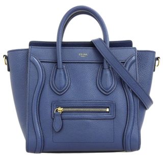 セリーヌ(celine)の【中古】Celine セリーヌ レザー ラゲージ ナノショッパー 2WAY ハンドバッグ - ブルー gy(その他)