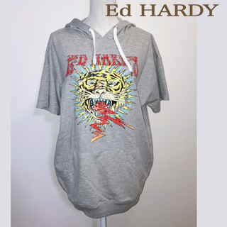 Ed Hardy - 【美品 M】エドハーディー 虎柄オーバースウェットパーカー