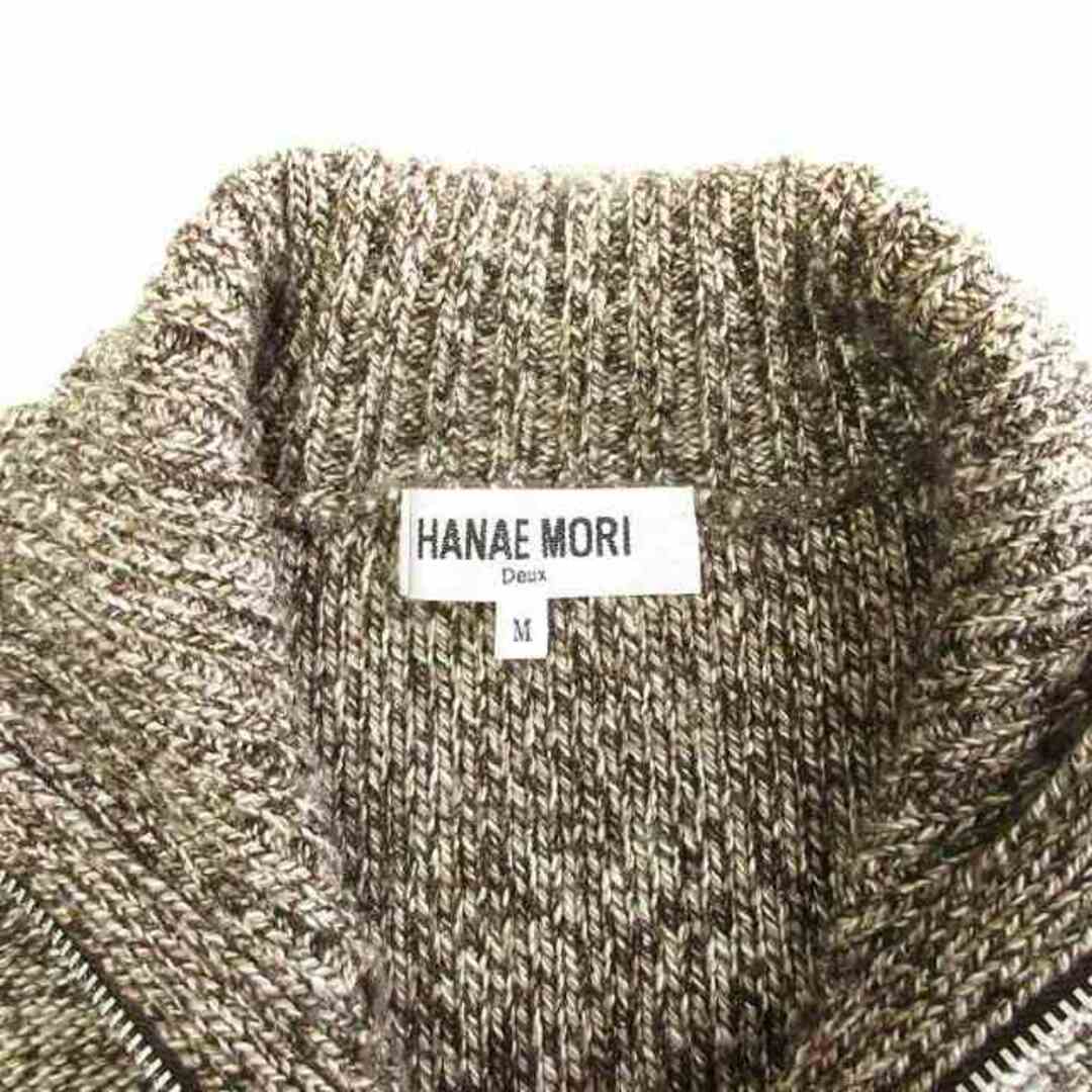 HANAE MORI(ハナエモリ)のハナエモリ ドライバーズニット ジップアップ ジャケット 茶 M ■SM1 レディースのジャケット/アウター(ブルゾン)の商品写真