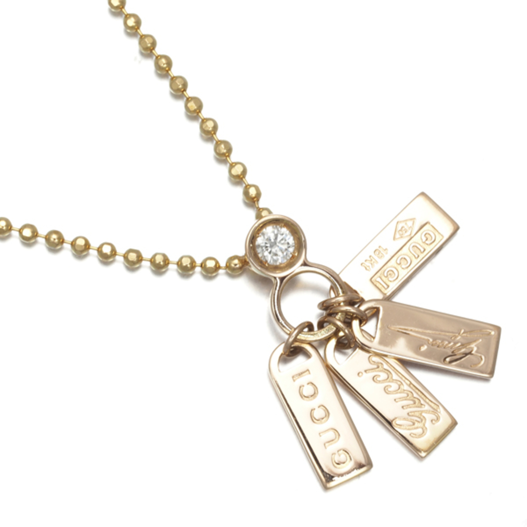 GUCCI - グッチ ネックレス ダイヤ ロゴ プレート K18YG の通販 GUCCI - グッチ ネックレス ダイヤ ロゴ プレート K18YG の通販