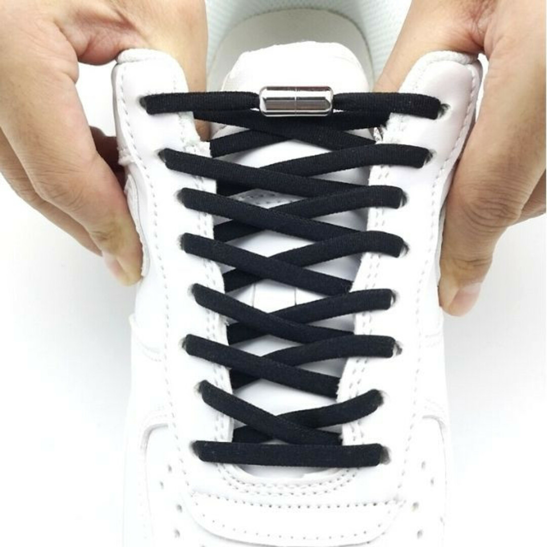 結ばない靴紐 　ブラック　ほどけない　伸びる　シューレース　ワンタッチ　靴ひも メンズの靴/シューズ(スニーカー)の商品写真