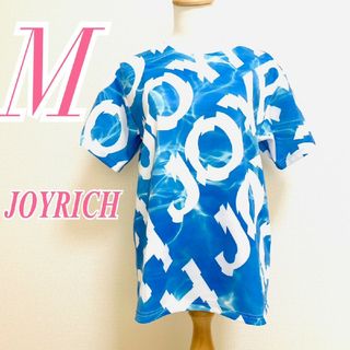 ジョイリッチ(JOYRICH)のジョイリッチ　半袖カットソー　M　ブルー　ホワイト　総柄　カジュアル　ポリ(カットソー(半袖/袖なし))