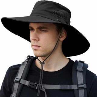 サファリ ハット 帽子 メッシュ通気 UPF50+ UVカット 撥水 アウトドア(ウェア)