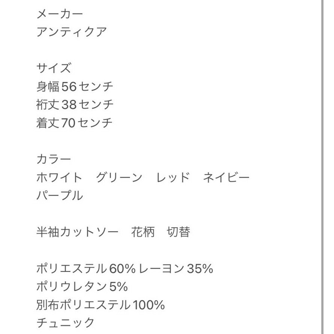 antiqua(アンティカ)のアンティカ　半袖カットソー　F　パープル　花柄　切替　ポリ　レーヨン レディースのトップス(カットソー(半袖/袖なし))の商品写真