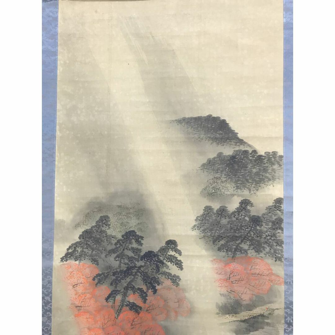 真作】菅天嶺/紅葉渓水図/秋景山水図/山水図/掛軸/名家伝来/AD 真作】菅天嶺/紅葉渓水図/秋景山水図/山水図/掛軸/名家伝来/AD