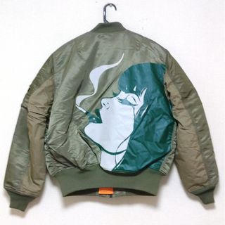 アルファインダストリーズ(ALPHA INDUSTRIES)のALPHA×HUF 限定 コラボ スクリーンプリント【未使用★オリーブ★L】(フライトジャケット)