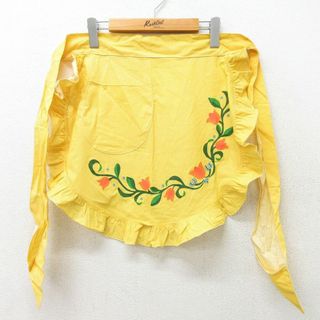 中古 エプロン 花 黄 イエロー ギンガム チェック 23jul29(その他)