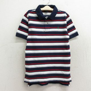 ラルフローレン(Ralph Lauren)の古着 ラルフローレン Ralph Lauren 半袖 ブランド ポロ シャツ キッズ ボーイズ 子供服 90年代 90s ワンポイントロゴ 鹿の子 コットン 紺他 ネイビー ボーダー 23jul26(その他)