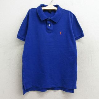 ラルフローレン(Ralph Lauren)の古着 ラルフローレン Ralph Lauren 半袖 ブランド ポロ シャツ キッズ ボーイズ 子供服 90年代 90s ワンポイントロゴ 鹿の子 コットン 青 ブルー 23jul26(その他)