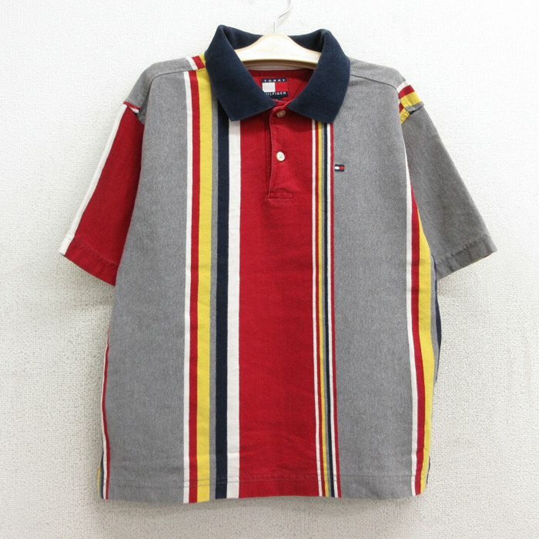 TOMMY HILFIGER(トミーヒルフィガー)の古着 トミーヒルフィガー TOMMY HILFIGER 半袖 ブランド ポロ シャツ キッズ ボーイズ 子供服 90年代 90s ワンポイントロゴ コットン グレー 霜降り他 ストライプ 【spe】 23jul26 キッズ/ベビー/マタニティのベビー服(~85cm)(その他)の商品写真