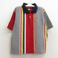 古着 トミーヒルフィガー TOMMY HILFIGER 半袖 ブランド ポロ シャツ キッズ ボーイズ 子供服 90年代 90s ワンポイントロゴ コットン グレー 霜降り他 ストライプ 【spe】 23jul26