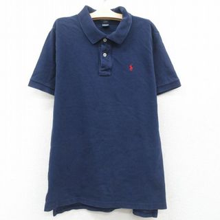 ラルフローレン(Ralph Lauren)の古着 ラルフローレン Ralph Lauren 半袖 ブランド ポロ シャツ キッズ ボーイズ 子供服 90年代 90s ワンポイントロゴ 鹿の子 コットン 紺 ネイビー 23jul26(その他)