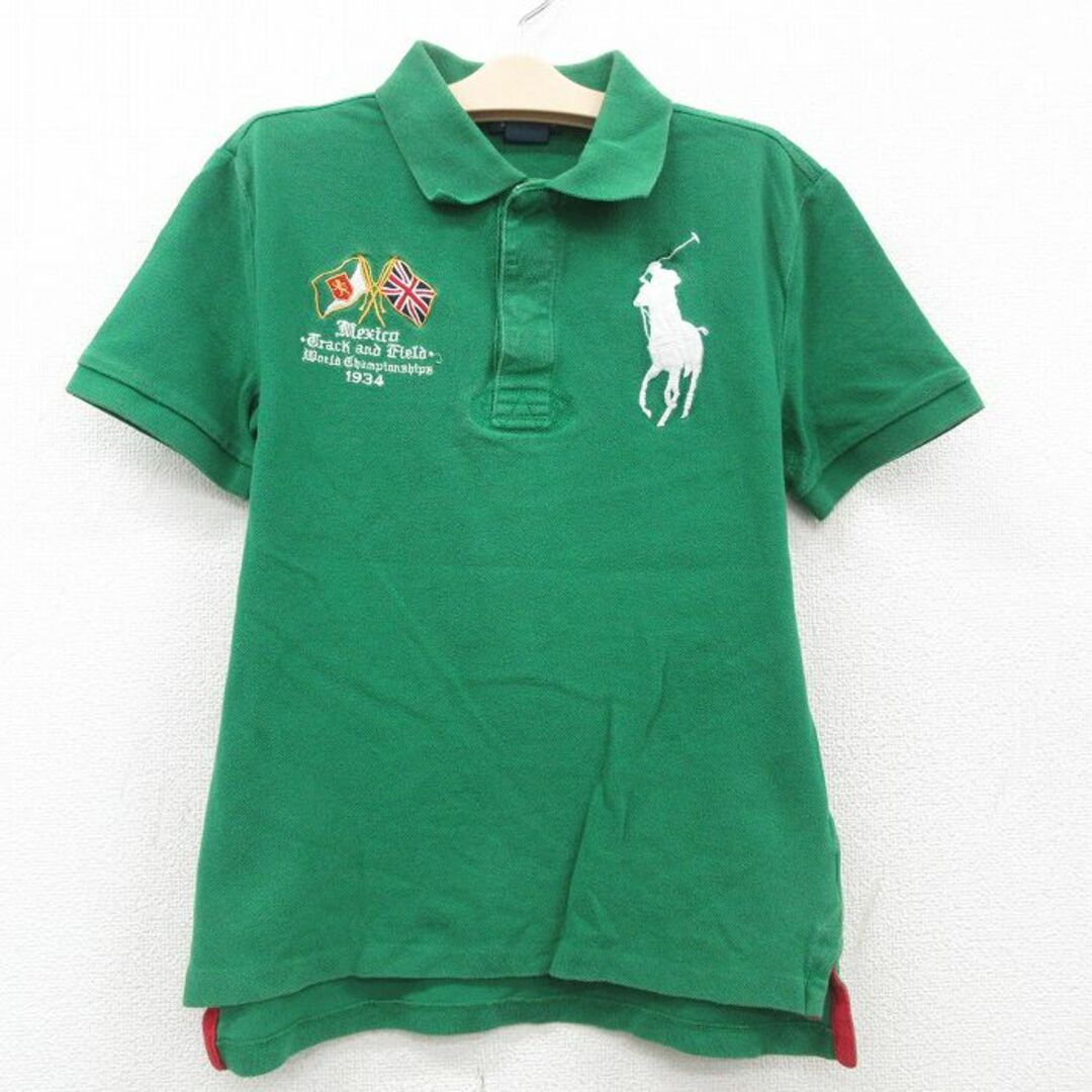 Ralph Lauren(ラルフローレン)の古着 ラルフローレン Ralph Lauren 半袖 ブランド ラガー シャツ キッズ ボーイズ 子供服 ビッグポニー 刺繍 メキシコ 鹿の子 コットン 緑 グリーン 23jul26 キッズ/ベビー/マタニティのベビー服(~85cm)(その他)の商品写真