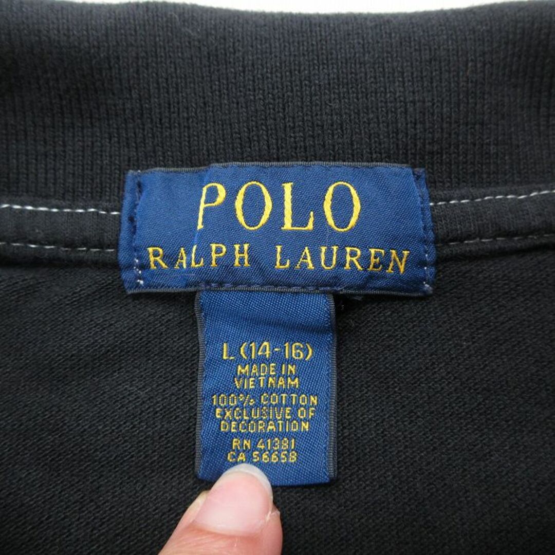 Ralph Lauren(ラルフローレン)の古着 ラルフローレン Ralph Lauren 半袖 ブランド ポロ シャツ キッズ ボーイズ 子供服 ワンポイントロゴ 鹿の子 コットン 黒 ブラック 23jul26 キッズ/ベビー/マタニティのベビー服(~85cm)(その他)の商品写真