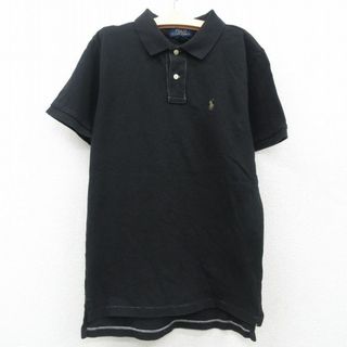 ラルフローレン(Ralph Lauren)の古着 ラルフローレン Ralph Lauren 半袖 ブランド ポロ シャツ キッズ ボーイズ 子供服 ワンポイントロゴ 鹿の子 コットン 黒 ブラック 23jul26(その他)