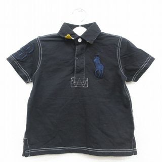 ラルフローレン(Ralph Lauren)の古着 ラルフローレン Ralph Lauren 半袖 ブランド ラガー シャツ キッズ ボーイズ 子供服 ビッグポニー 刺繍 コットン 黒 ブラック 23jul26(その他)