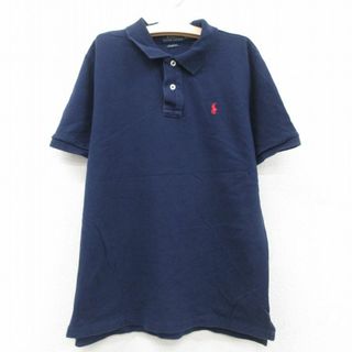 ラルフローレン(Ralph Lauren)の古着 ラルフローレン Ralph Lauren 半袖 ブランド ポロ シャツ キッズ ボーイズ 子供服 ワンポイントロゴ 鹿の子 コットン 紺 ネイビー 23jul26(その他)