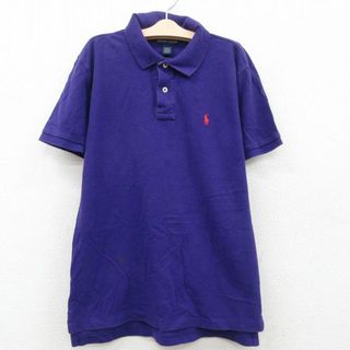 ラルフローレン(Ralph Lauren)の古着 ラルフローレン Ralph Lauren 半袖 ブランド ポロ シャツ キッズ ボーイズ 子供服 ワンポイントロゴ 鹿の子 コットン 紫 パープル 23jul26(その他)