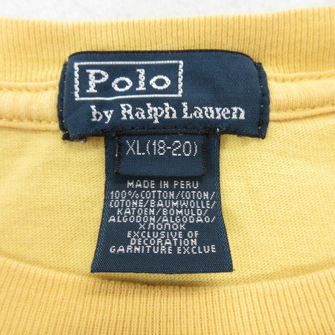 Ralph Lauren(ラルフローレン)の古着 ラルフローレン Ralph Lauren 半袖 ブランド Tシャツ キッズ ボーイズ 子供服 90年代 90s ワンポイントロゴ コットン クルーネック 黄 イエロー 23jul26 キッズ/ベビー/マタニティのベビー服(~85cm)(シャツ/カットソー)の商品写真