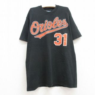 マジェスティック(Majestic)の古着 マジェスティック 半袖 ビンテージ Tシャツ キッズ ボーイズ 子供服 00年代 00s MLB ボルチモアオリオールズ ジェイギボンズ 31 コットン クルーネック 黒 ブラック メジャーリーグ ベースボール 野球 23jul26(シャツ/カットソー)