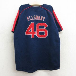 ナイキ(NIKE)の古着 ナイキ NIKE 半袖 ベースボール シャツ キッズ ボーイズ 子供服 00年代 00s MLB ボストンレッドソックス ジャコビーエルズベリー 46 ラグラン 紺他 ネイビー メジャーリーグ 野球 23jul27(その他)