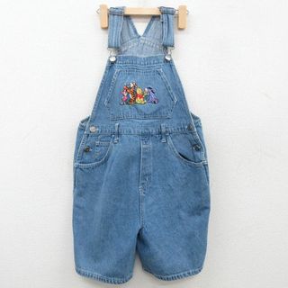 ディズニー(Disney)の古着 オーバーオール サロペット キッズ ボーイズ 子供服 00年代 00s ディズニー DISNEY くまのプーさん ティガー 刺繍 コットン 紺 ネイビー デニム 23jul29(ジャケット/コート)