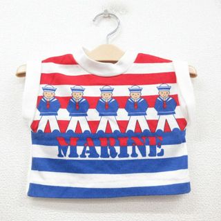 古着 ノースリーブ ビンテージ Tシャツ キッズ ボーイズ 子供服 80年代 80s MARINE 人 クルーネック 白他 ホワイト ボーダー 【spe】 23jul28(シャツ/カットソー)