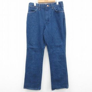 ラングラー(Wrangler)のW32★古着 ラングラー Wrangler ジーンズ メンズ 90年代 90s フレア ブーツカット コットン USA製 紺 ネイビー デニム 【spe】 23jul26 中古 ボトムス ジーパン Gパン ロング パンツ(ワークパンツ/カーゴパンツ)