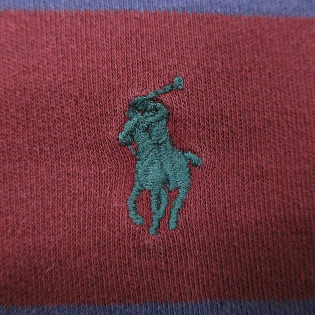 L★古着 ラルフローレン Ralph Lauren 長袖 ブランド ポロ シャツ メンズ 90年代 90s ワンポイントロゴ 大きいサイズ USA製  紺他 ネイビー ボーダー 23jul28 中古 トップス