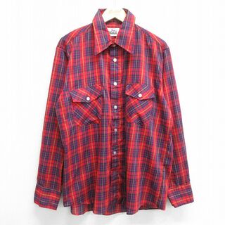 ウールリッチ(WOOLRICH)のXL★古着 ウールリッチ WOOLRICH 長袖 シャツ メンズ 80年代 80s 赤他 レッド チェック 23jul31 中古 トップス(シャツ)