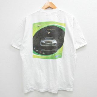 ヘインズ(Hanes)のL★古着 ヘインズ Hanes 半袖 ビンテージ Tシャツ メンズ 00年代 00s シボレー コットン クルーネック 白 ホワイト 23jul27 中古(Tシャツ/カットソー(半袖/袖なし))