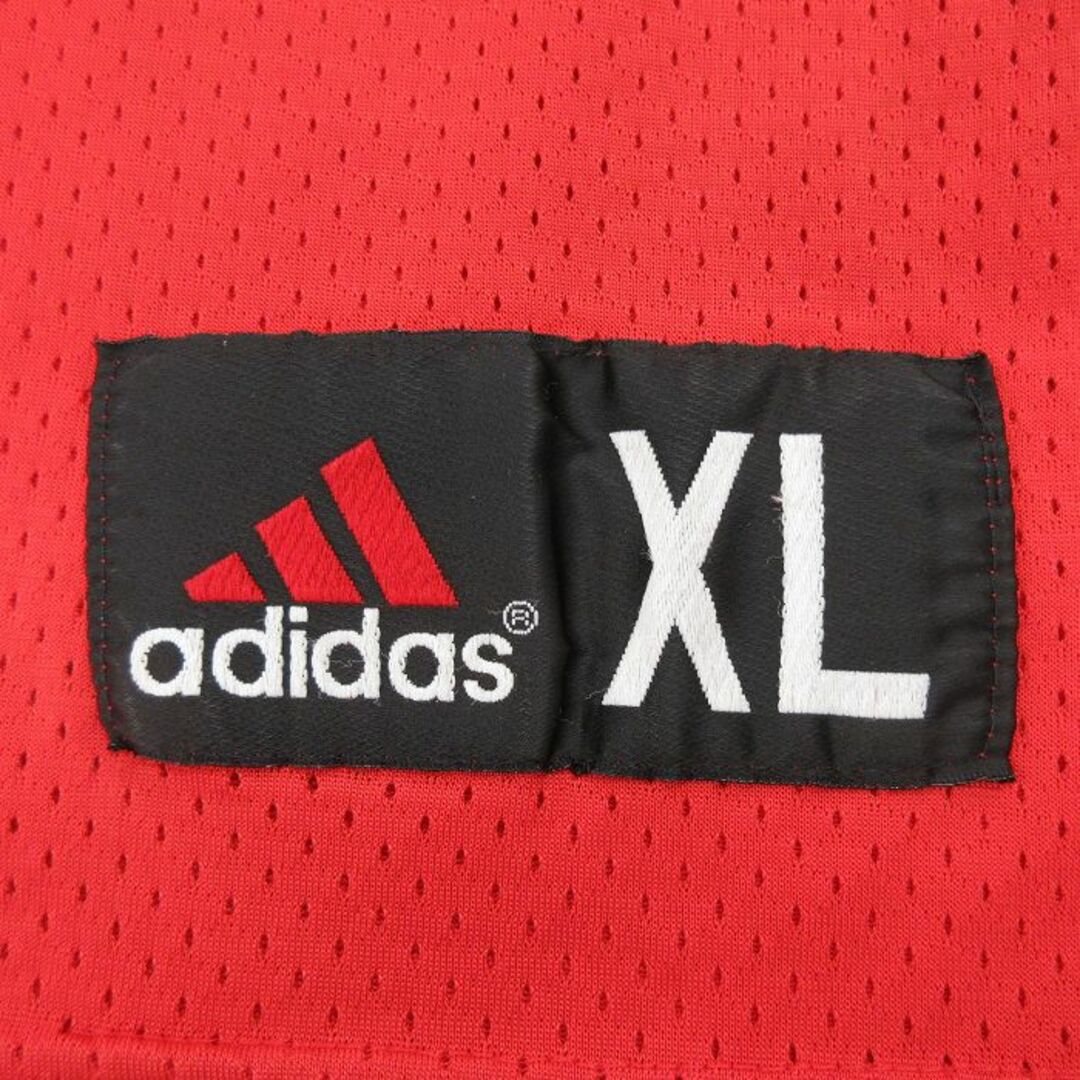 adidas(アディダス)のXL★古着 アディダス adidas 半袖 ビンテージ フットボール Tシャツ メンズ 90年代 90s ネブラスカハスカーズ 30 メッシュ地 大きいサイズ ロング丈 Vネック 赤 レッド ユニフォーム ゲームシャツ 23jul26 中古 メンズのトップス(Tシャツ/カットソー(半袖/袖なし))の商品写真