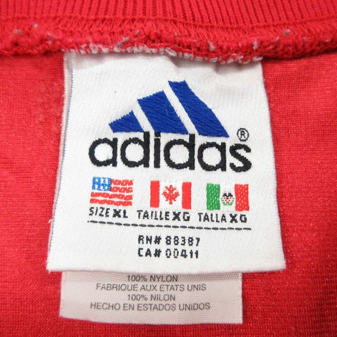 adidas(アディダス)のXL★古着 アディダス adidas 半袖 ビンテージ フットボール Tシャツ メンズ 90年代 90s ネブラスカハスカーズ 30 メッシュ地 大きいサイズ ロング丈 Vネック 赤 レッド ユニフォーム ゲームシャツ 23jul26 中古 メンズのトップス(Tシャツ/カットソー(半袖/袖なし))の商品写真